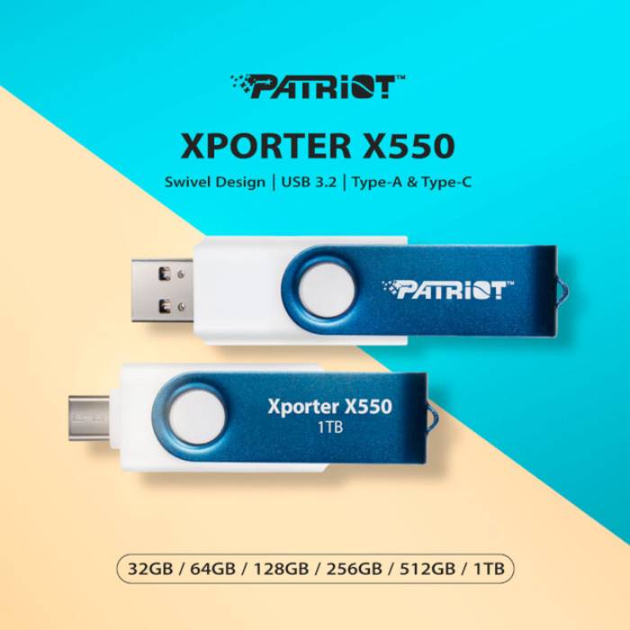 Флеш-драйв PATRIOT Xporter X550 USB/USB-C3.2 64GB (PS64GX550AAD) Об'єм пам'яті 64 Гб