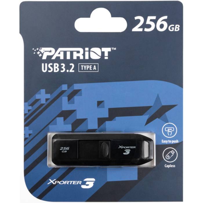 Зовнішній вигляд Флеш-драйв Patriot Xporter 3 USB 3.2 Gen 1 Black 256GB (PSF256GX3B3U)