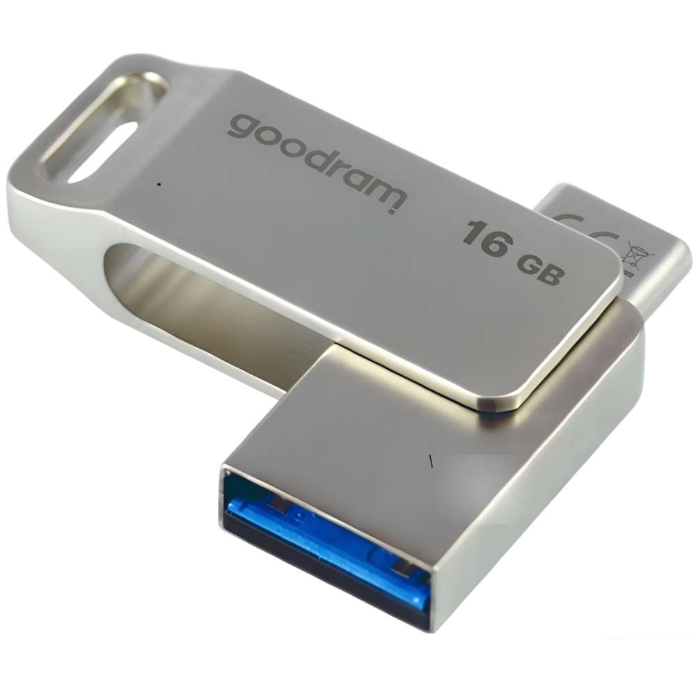 Флеш-драйв GOODRAM 16GB SILVER Gen 1 USB Type A + USB Type C (ODA3-0160S0R11) Конструкция выдвижная