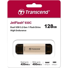 Флеш-драйв TRANSCEND 128GB USB 3.2/Type-C JetFlash 930 Gold-Black (TS128GJF930C)