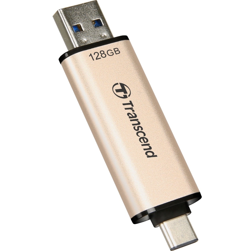 Зовнішній вигляд Флеш-драйв TRANSCEND 128GB USB 3.2/Type-C JetFlash 930 Gold-Black (TS128GJF930C)