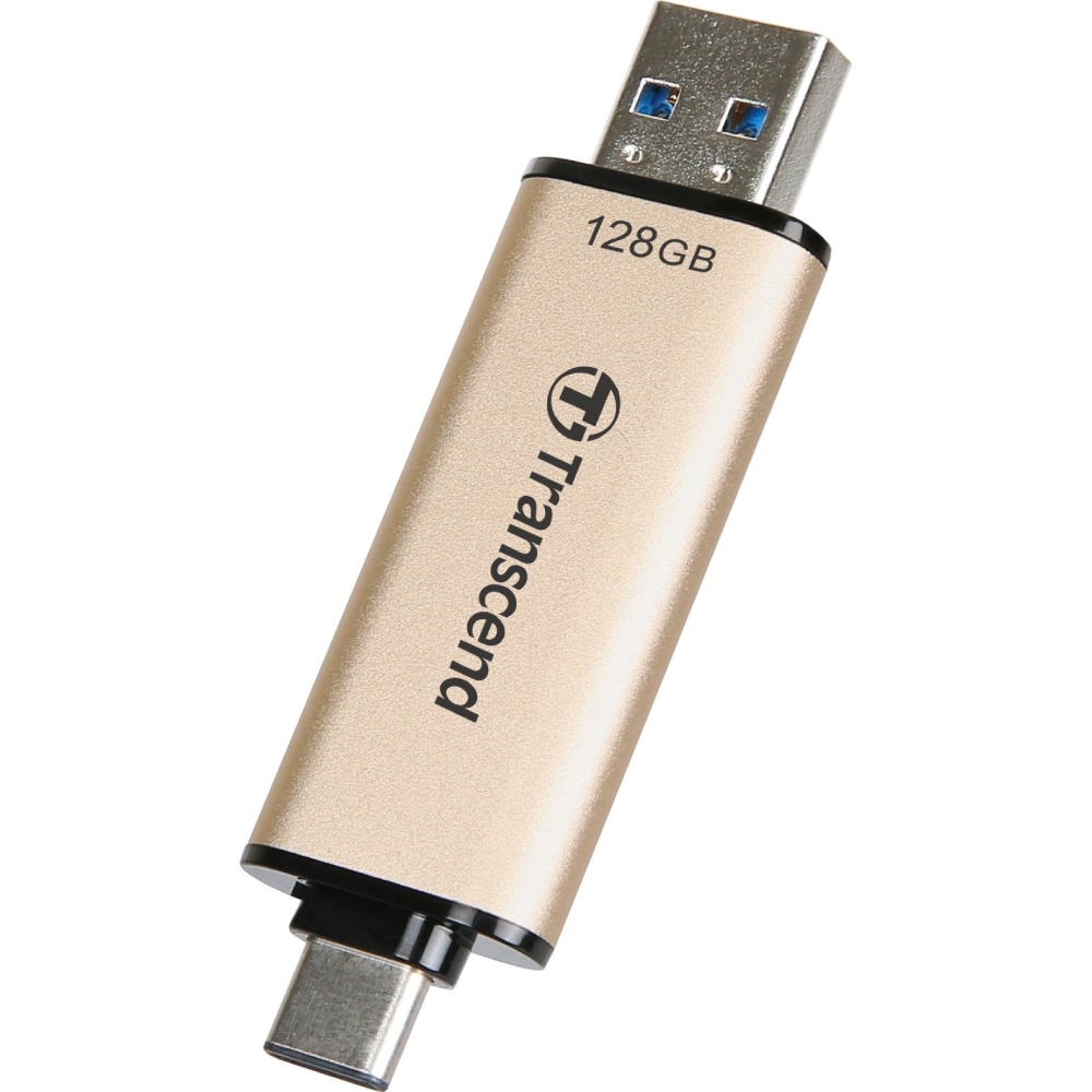 Флеш-драйв TRANSCEND 128GB USB 3.2/Type-C JetFlash 930 Gold-Black (TS128GJF930C) Объем памяти 128 Гб