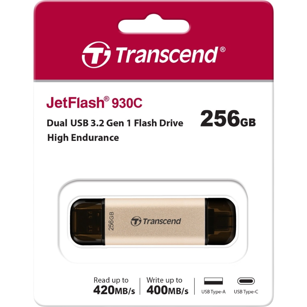 Покупка Флеш-драйв TRANSCEND 256GB USB 3.2/Type-C JetFlash 930 Gold-Black (TS256GJF930C)