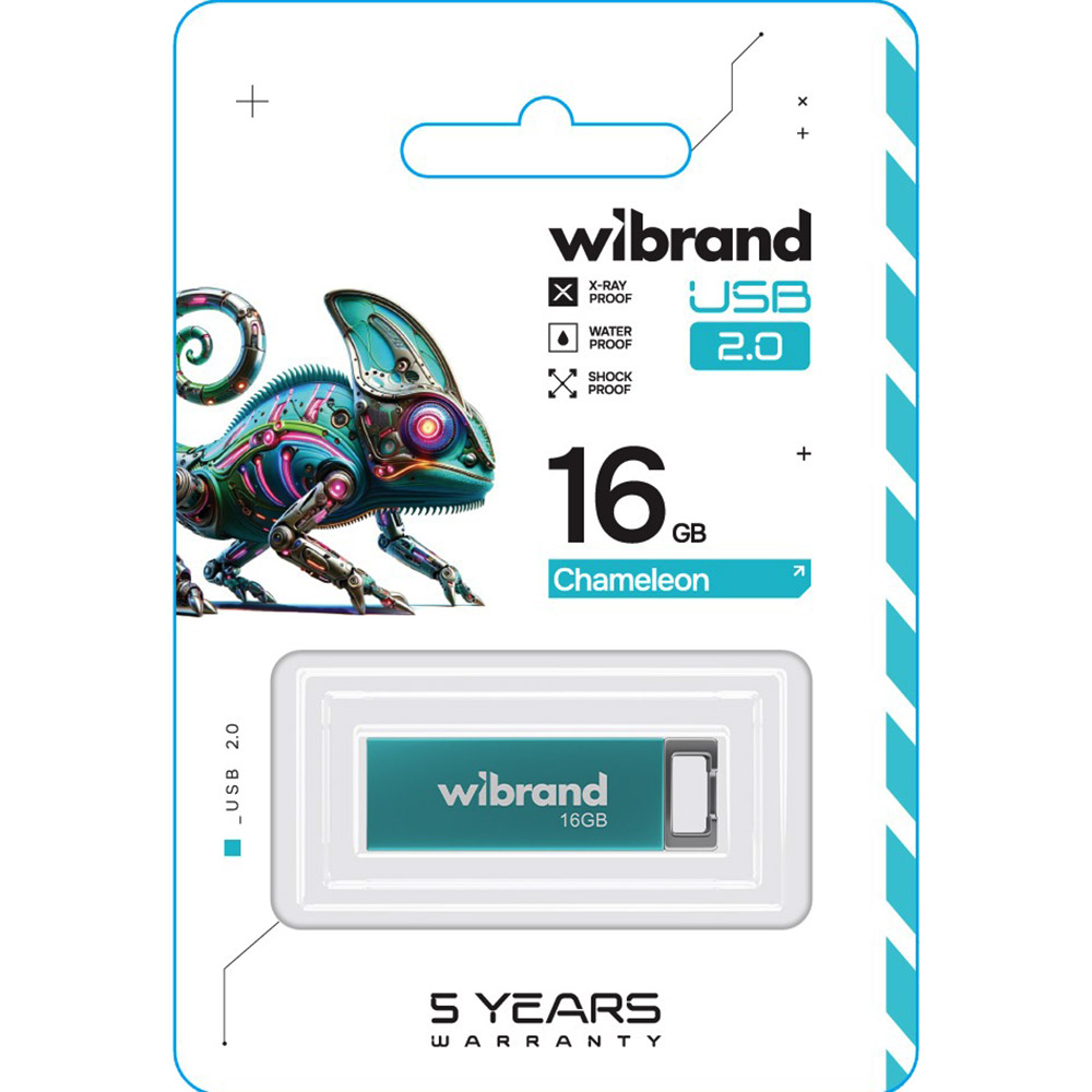 Флеш-драйв WIBRAND 16GB Chameleon Light Blue (WI2.0/CH16U6LU) Конструкция монолит