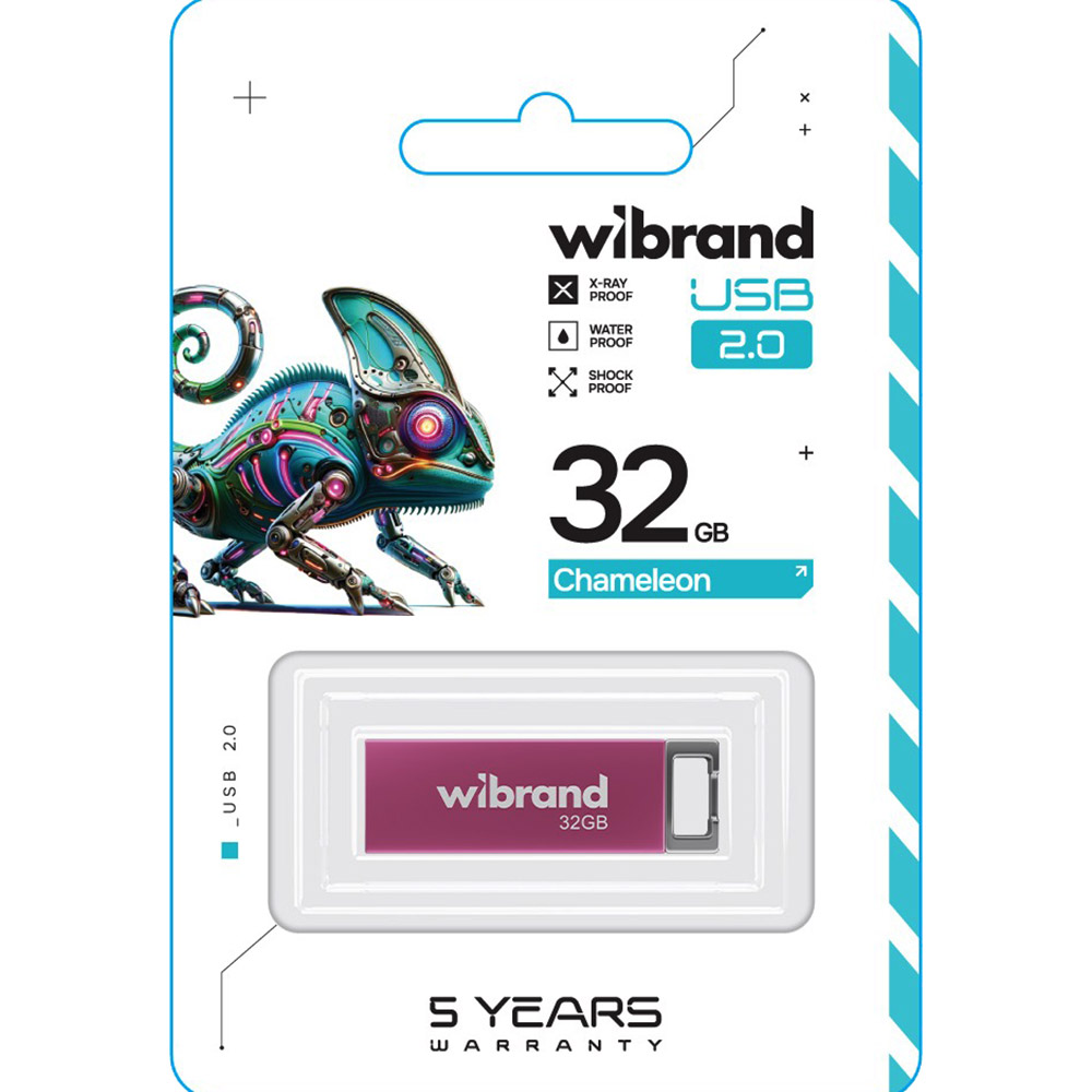 Флеш-драйв WIBRAND 32GB Chameleon Pink (WI2.0/CH32U6P) Конструкція моноліт