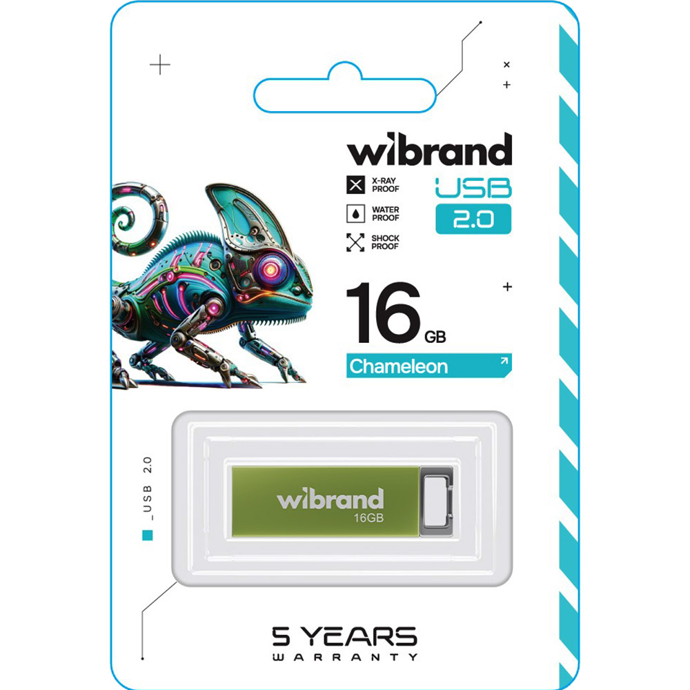 Флеш-драйв WIBRAND 16GB Chameleon Green (WI2.0/CH16U6LG) Конструкція моноліт