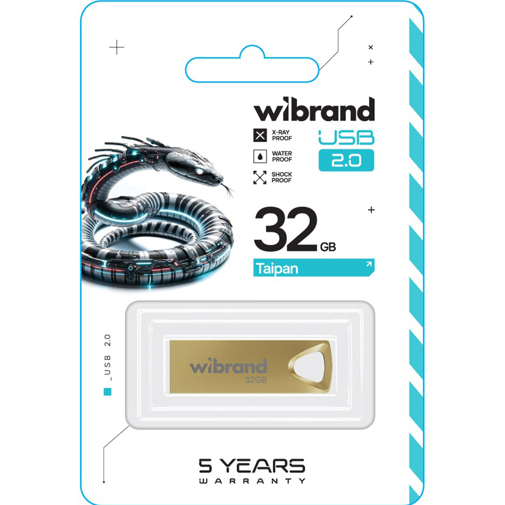 Флеш-драйв WIBRAND 32GB Taipan Gold (WI2.0/TA32U2G) Конструкція моноліт