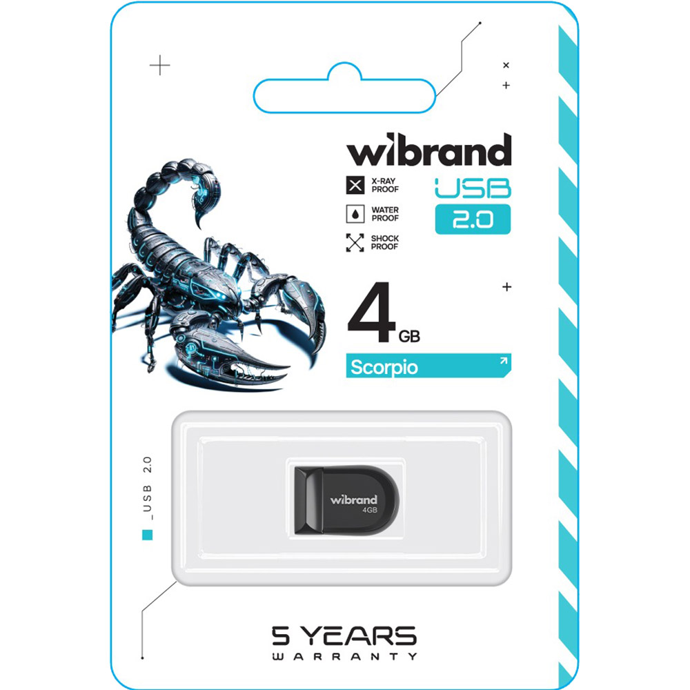 Флеш-драйв WIBRAND 4GB Scorpio Black (WI2.0/SC4M3B) Конструкция съемный колпачок