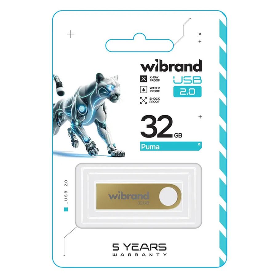 Флеш-драйв WIBRAND 32GB Puma Gold (WI2.0/PU32U1G) Конструкція моноліт