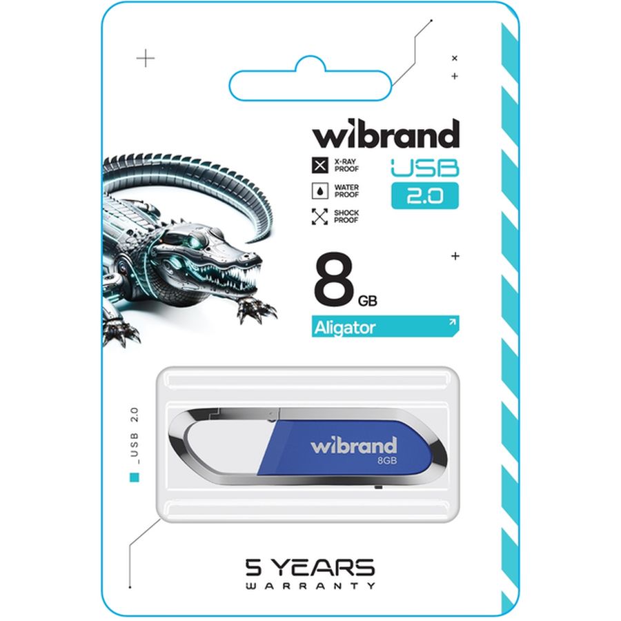 Флеш-драйв WIBRAND 8GB Aligator Blue (WI2.0/AL8U7U) Конструкция выдвижная