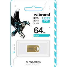 Флеш-драйв WIBRAND 64GB Hawk Gold (WI2.0/HA64M1G)