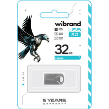 Флеш-драйв WIBRAND 32GB Hawk Silver (WI2.0/HA32M1S)