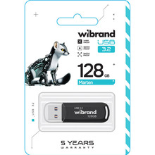 Флеш-драйв WIBRAND 128GB Marten Black 3.2 Gen 1 (WI3.2/MA128P10B)