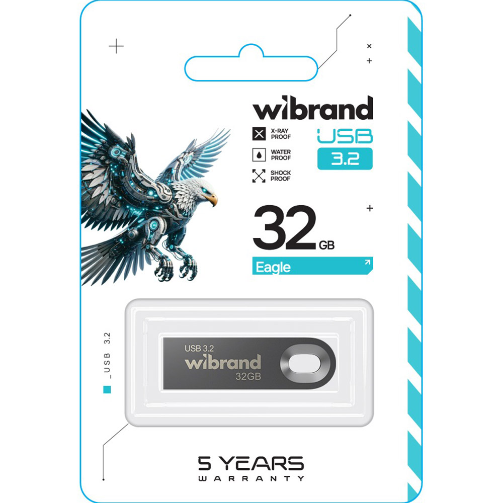 Флеш-драйв WIBRAND 32GB Eagle Grey 3.2 Gen 1 (WI3.2/EA32U10G) Конструкция монолит