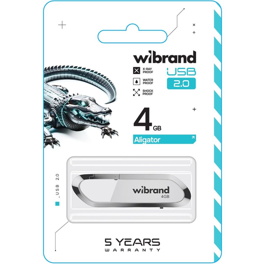 Флеш-драйв WIBRAND 4GB Aligator White (WI2.0/AL4U7W) Конструкція висувна