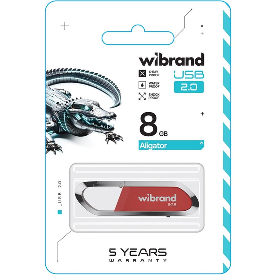 Флеш-драйв WIBRAND 8GB Aligator Red (WI2.0/AL8U7DR) Конструкция выдвижная