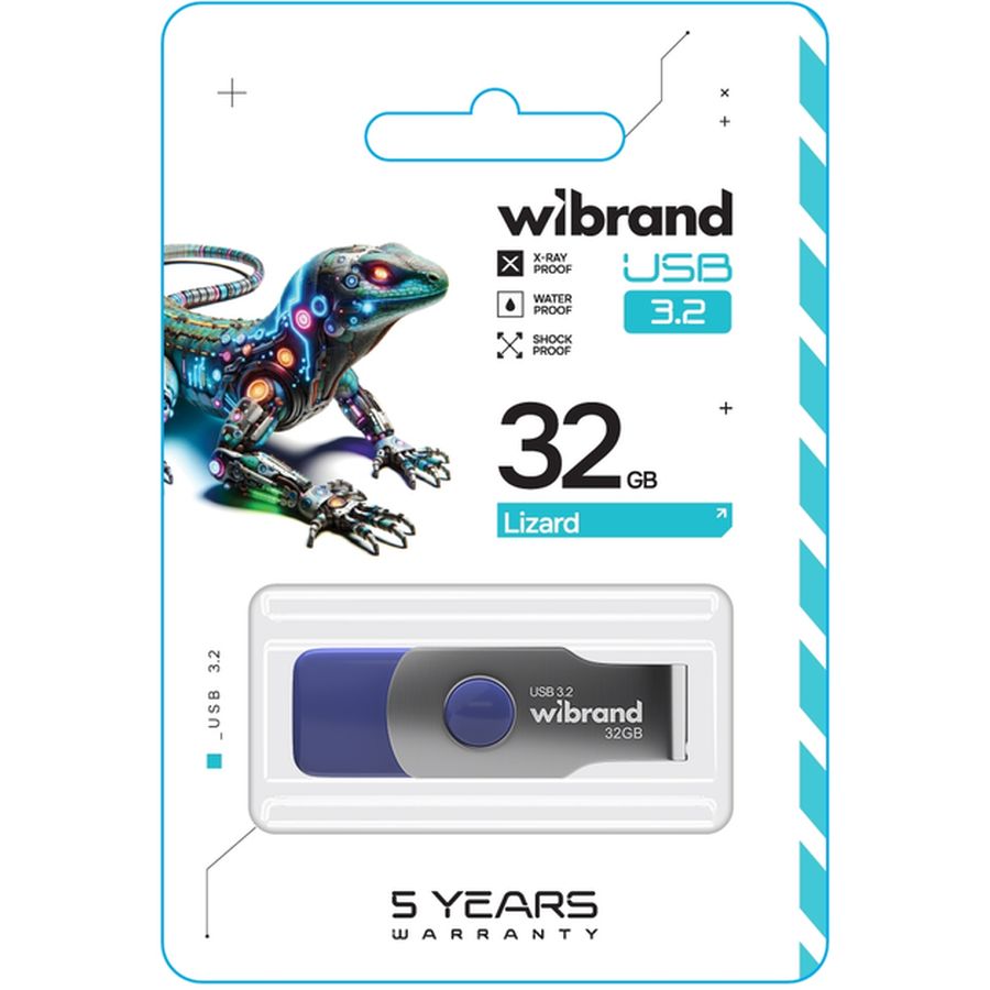 Флеш-драйв WIBRAND 32GB Lizard Light Blue (WI3.2/LI32P9LU) Матеріал корпуса пластик