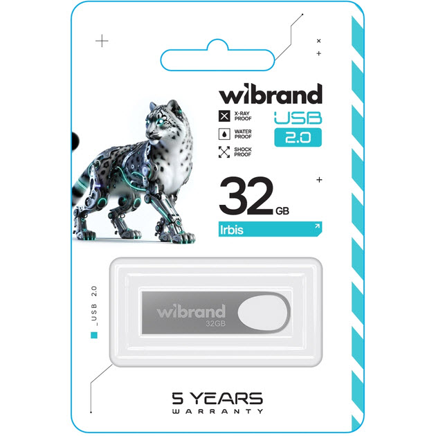 Флеш-драйв WIBRAND Irbis 32GB 2.0 Silver (WI2.0/IR32U3S) Конструкция монолит