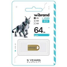 Флеш-драйв WIBRAND lynx 64GB 2.0 Gold (WI2.0/LY64M2G)