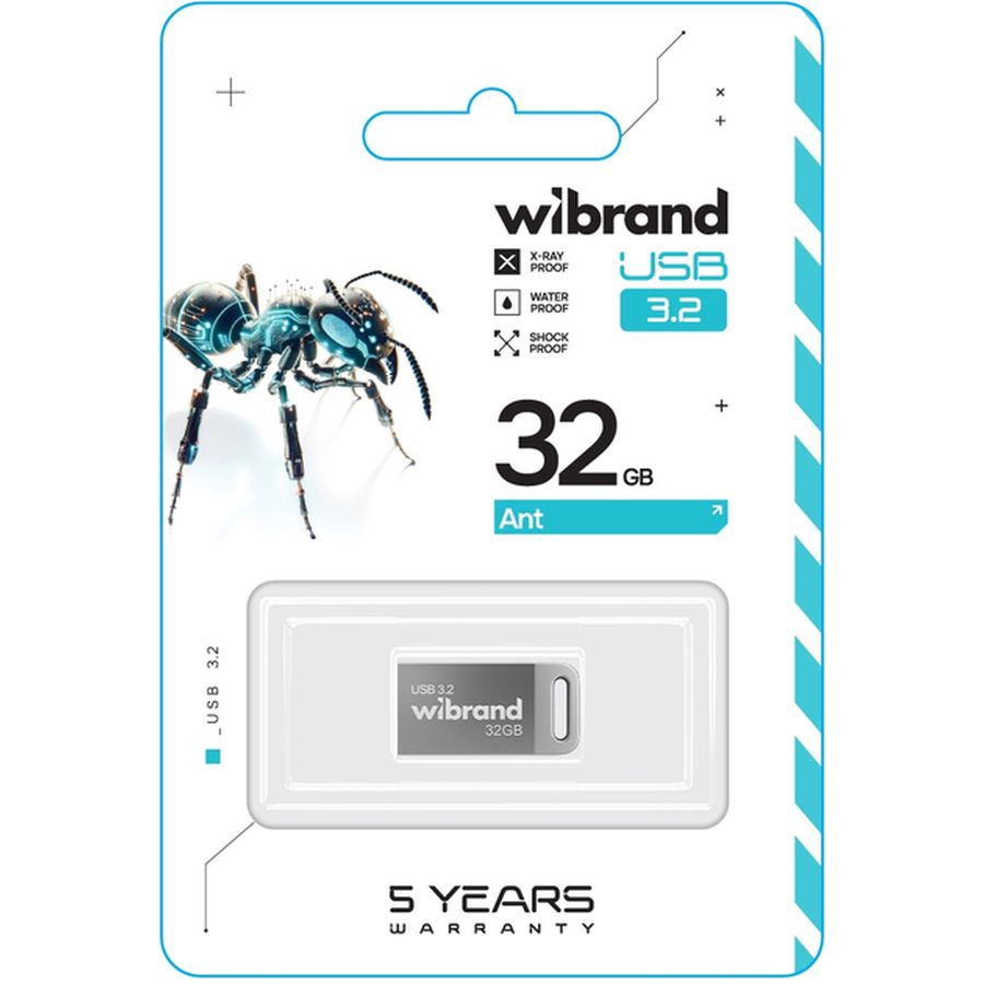 Флеш-драйв WIBRAND 32GB Ant Silver (WI3.2/AN32M4S) Конструкция монолит