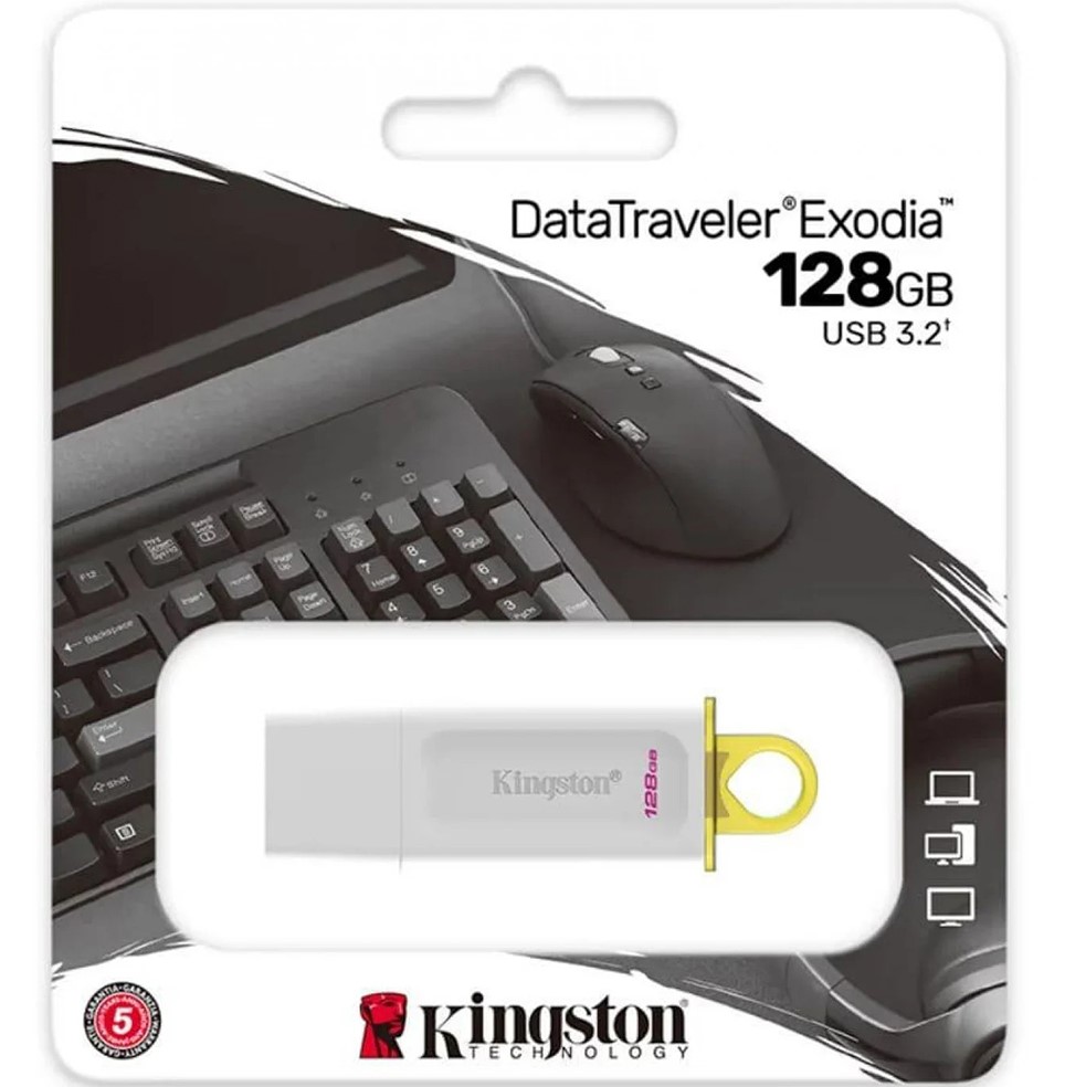 Флеш-драйв KINGSTON DataTraveler Exodia 128GB USB 3.2 White (KC-U2G128-5R) Материал корпуса пластик