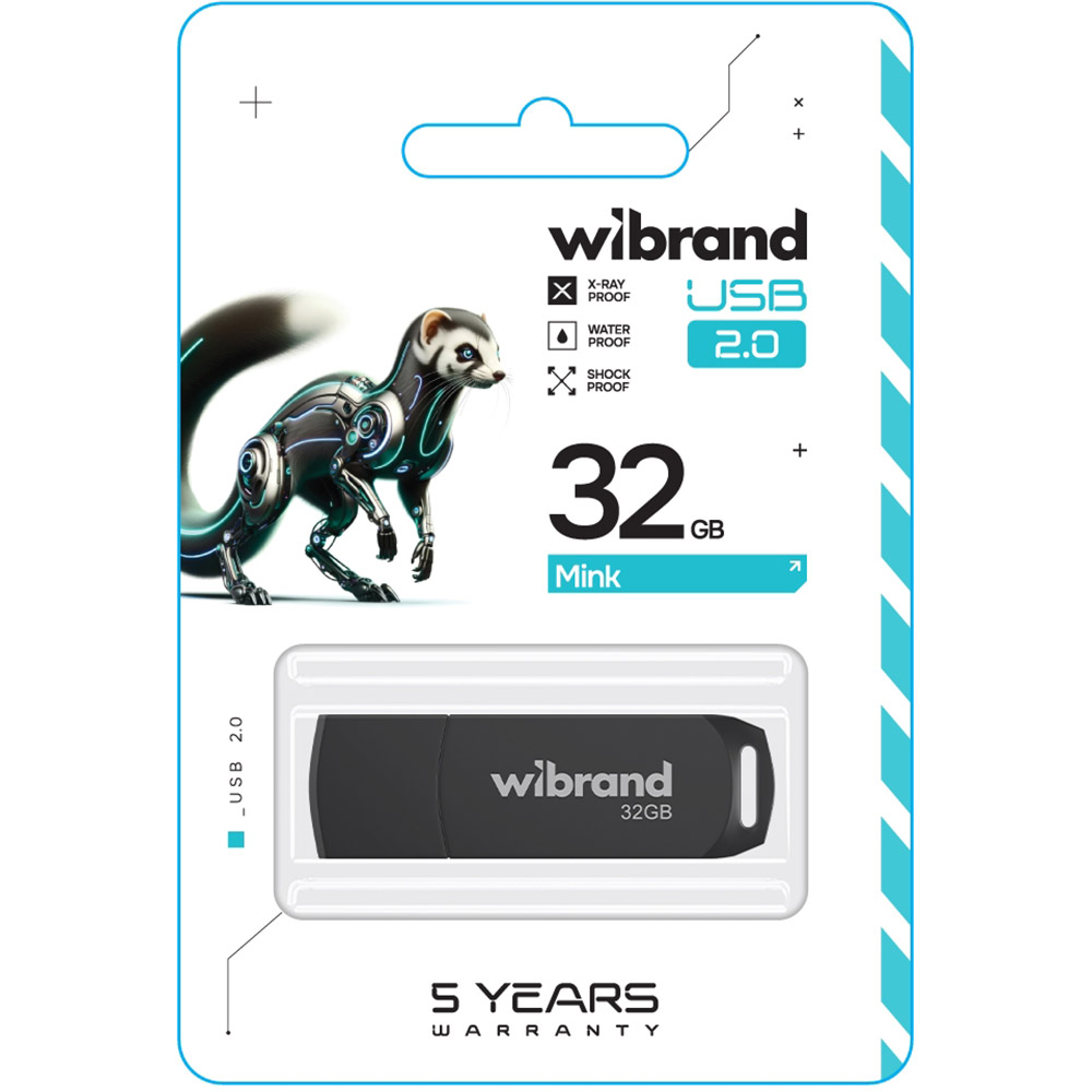 Флеш-драйв Wibrand Mink 32GB USB 2.0 Black (WI2.0/MI32P4B) Конструкция съемный колпачок