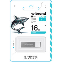 Флеш-драйв Wibrand Shark 16GB USB 2.0 Silver (WI2.0/SH16U4S)