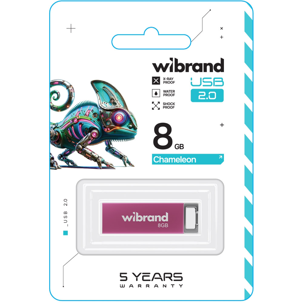 Флеш-драйв Wibrand Chameleon 8GB USB 2.0 Pink (WI2.0/CH8U6P) Конструкція моноліт