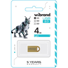 Флеш-драйв Wibrand Lynx 4GB USB 2.0 Gold (WI2.0/LY4M2G)