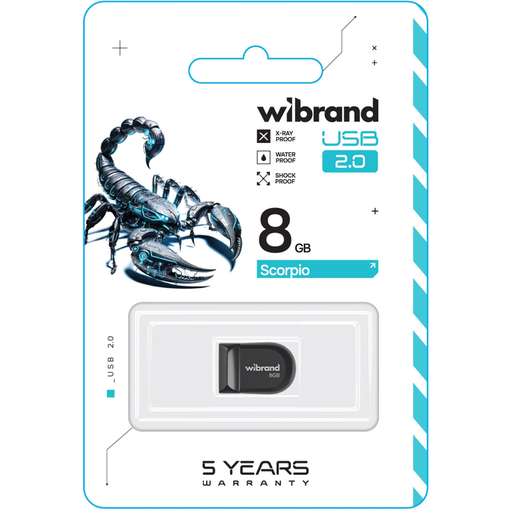 Флеш-драйв Wibrand Scorpio 8GB USB 2.0 Black (WI2.0/SC8M3B) Конструкція знімний ковпачок