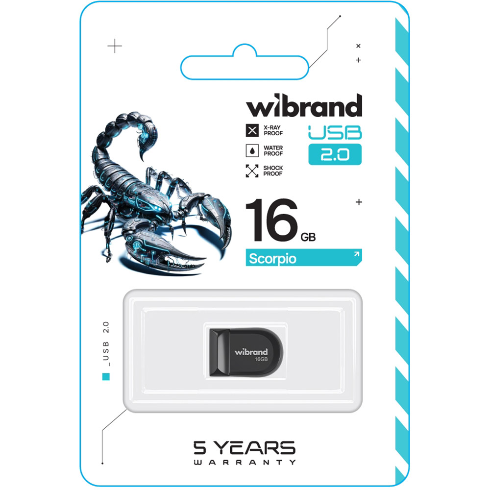 Флеш-драйв Wibrand Scorpio 16GB USB 2.0 Black (WI2.0/SC16M3B) Конструкція знімний ковпачок