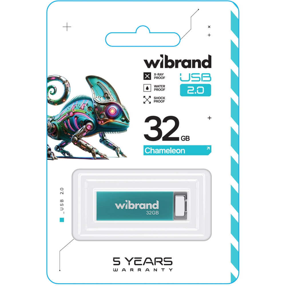 Флеш-драйв Wibrand Chameleon 32GB USB 2.0 Light Blue (WI2.0/CH32U6LU) Конструкция монолит