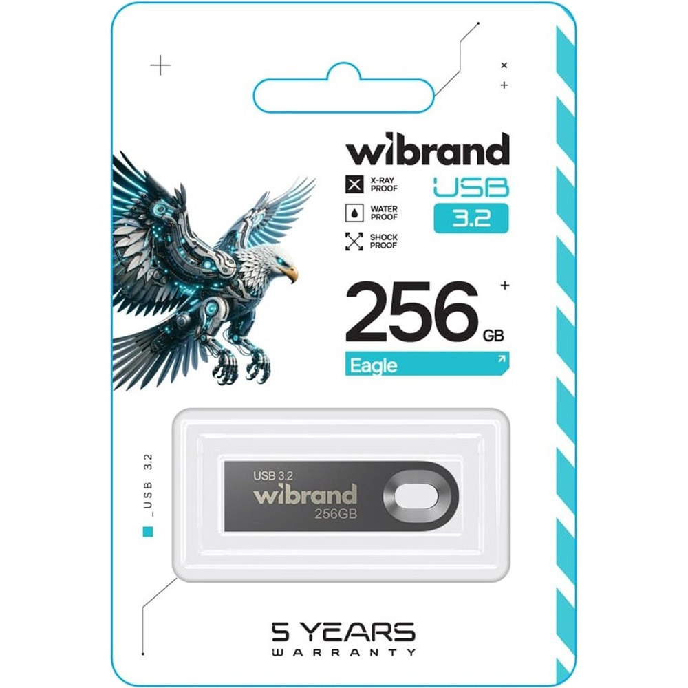 Флеш-драйв WIBRAND 256GB Eagle Grey 3.2 Gen 1 (3.0) (WI3.2/EA256U10G) Конструкция монолит