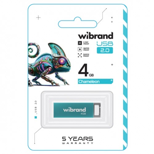 Флеш-драйв WIBRAND Chameleon USB 2.0 4 Gb Light blue (WI2.0/CH4U6LU) Конструкция монолит