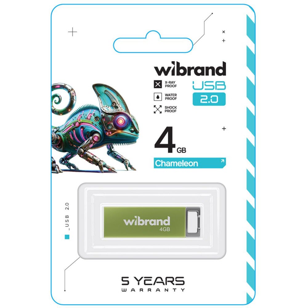 Флеш-драйв WIBRAND Chameleon USB 2.0 4 Gb Light green (WI2.0/CH4U6LG) Конструкція моноліт