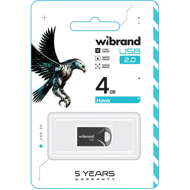 Флеш-драйв WIBRAND Hawk USB 2.0 4Gb Black (WI2.0/HA4M1B) Конструкція моноліт