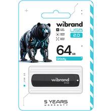 Флеш-драйв Wibrand Grizzly 64Gb USB 2.0 Black (WI2.0/GR64P3B)