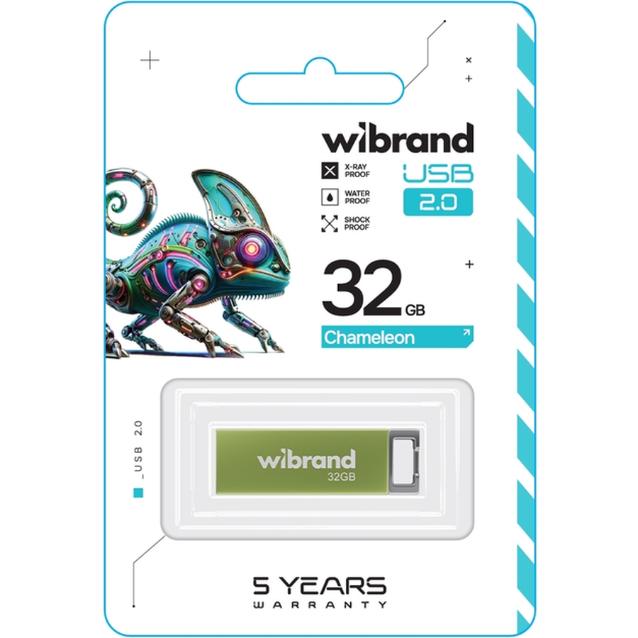 Флеш-драйв WIBRAND 32GB USB 2.0 Chameleon Light green (WI2.0/CH32U6LG) Конструкція моноліт