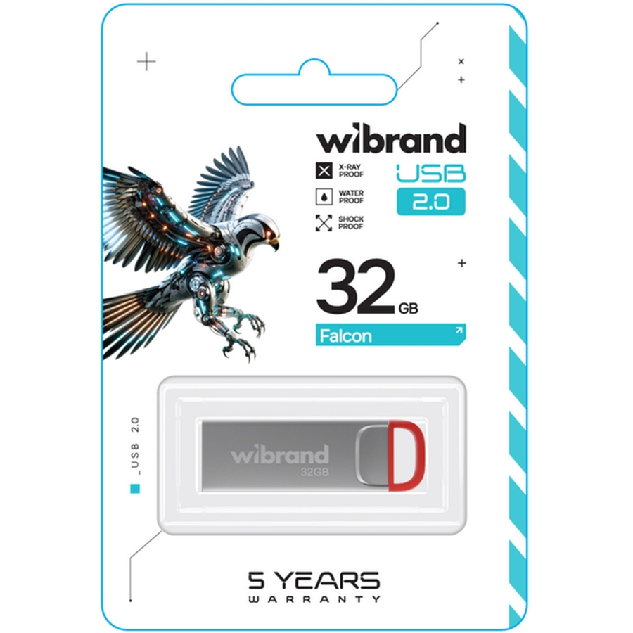 Флеш-драйв WIBRAND 32Gb USB 2.0 Falcon Red (WI2.0/FA32U7R) Конструкция монолит