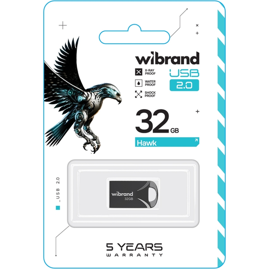 Флеш-драйв WIBRAND USB 2.0 Hawk 32Gb Black (WI2.0/HA32M1B) Конструкція моноліт