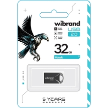 Флеш-драйв WIBRAND USB 2.0 Hawk 32Gb Black (WI2.0/HA32M1B)