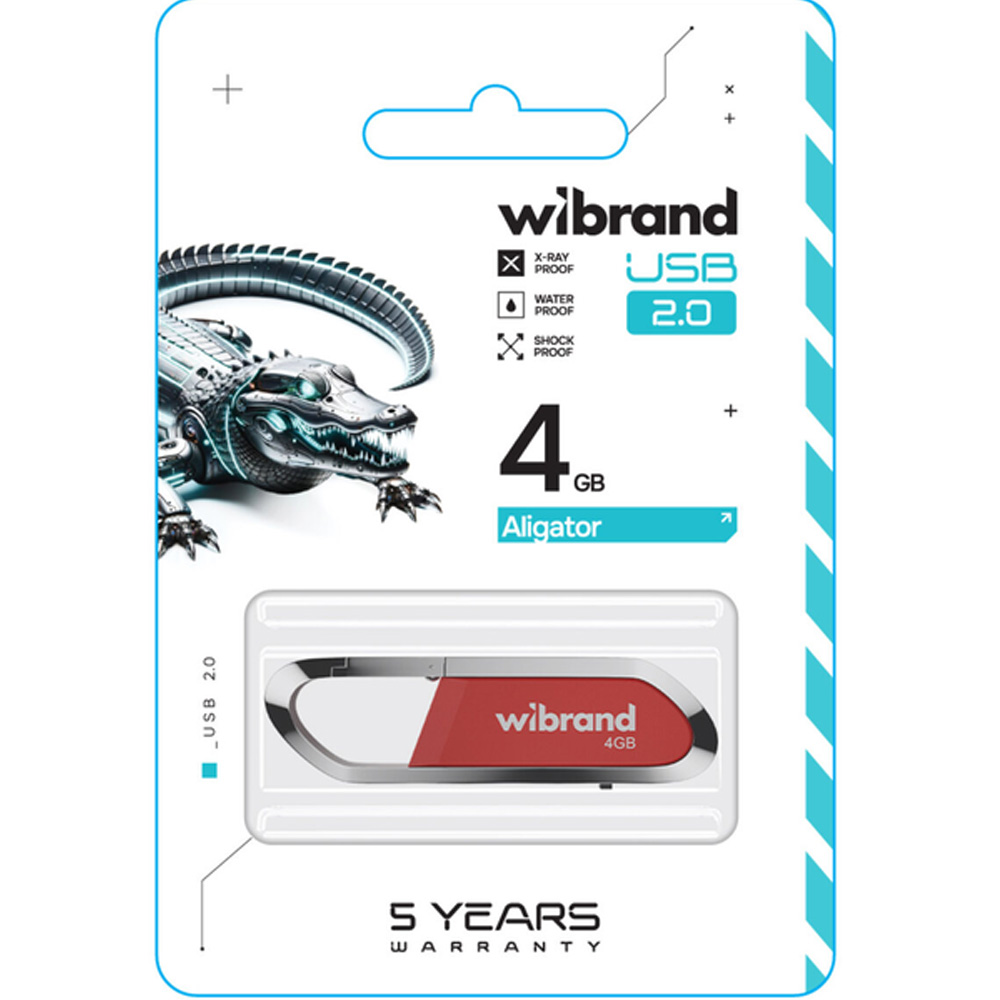 Флеш-драйв WIBRAND USB 2.0 Aligator 4Gb Dark Red (WI2.0/AL4U7DR) Конструкция монолит