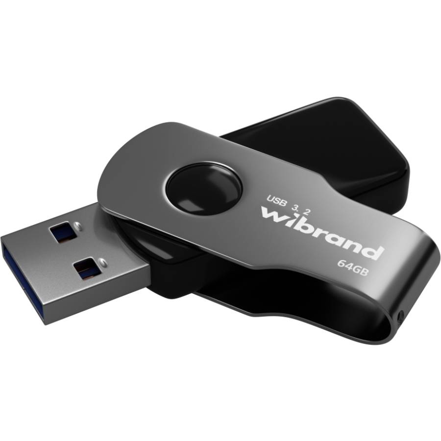 Флеш-драйв Wibrand Lizard 64GB USB 3.2 Gen1 Black (WI3.2/LI64P9B) Конструкция поворотная