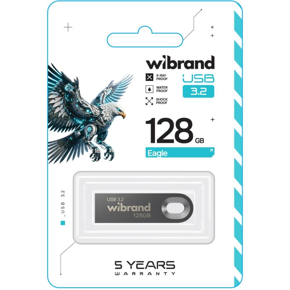 Флеш-драйв Wibrand Eagle 128GB USB 3.2 Gen1 Grey (WI3.2/EA128U10G) Конструкція моноліт