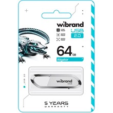 Флеш-драйв WIBRAND Aligator 64GB USB 2.0 White (WI2.0/AL64U7W)