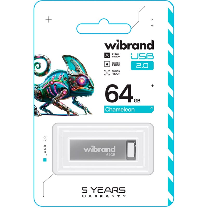 Флеш-драйв WIBRAND Chameleon 64GB USB 2.0 Silver (WI2.0/CH64U6S) Конструкція моноліт