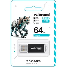 Флеш-драйв WIBRAND Cougar 64GB USB 2.0 Black (WI2.0/CU64P1B)