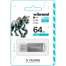 Флеш-драйв WIBRAND Cougar 64GB USB 2.0 Silver (WI2.0/CU64P1S)