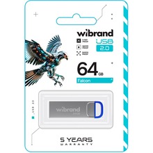 Флеш-драйв WIBRAND Falcon 64GB USB 2.0 Silver/Blue (WI2.0/FA64U7U)