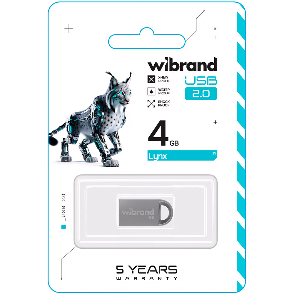 Флеш-драйв WIBRAND USB 2.0 Lynx 4Gb Silver (WI2.0/LY4M2S) Конструкція моноліт